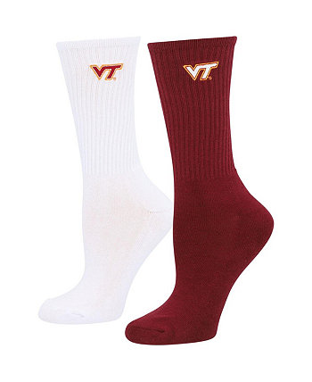 Женские темно-бордовые и белые носки Virginia Tech Hokies, две пары четверть длины ZooZatz