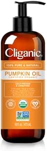 Cliganic Organic Pumpkin Seed Oil, 100% Pure - For Face & Hair | Natural Cold Pressed Unrefined Cliganic