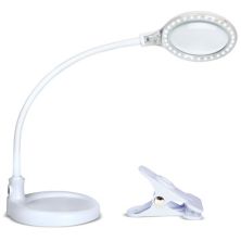 Brightech Lightview Flex 2.25x Magnifying, 3 Diopter Led Task Lamp W/ 2 Base Options, White Brightech