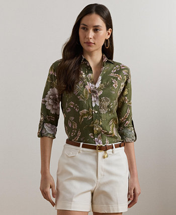 Women's Relaxed-Fit Floral Linen Shirt LAUREN Ralph Lauren