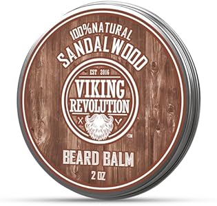 Viking Revolution Sandalwood Beard Balm - Beard Butter with Argan Oil, Beard Softener for Men with Jojoba Oil - Beard Moisturizer for Men with Beeswax - Beard Wax for Men (2oz, 1 Pack) Viking Revolution