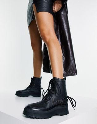 ASRA Bryce lace-up utility ankle boots in black ASRA