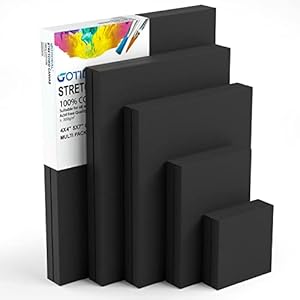 GOTIDEAL 10Pcs Black Stretched Canvases for Painting, Multi Pack 4x4", 5x7", 8x10",9x12", 11x14" Set of 10, Primed 100% Cotton Artist Blank Canvas Boards for Painting, Acrylic Pouring, Oil Paint Art GOTIDEAL