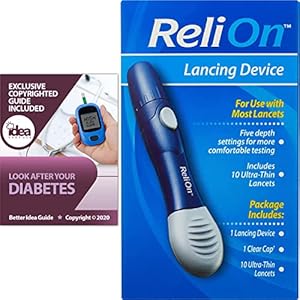 ReliOn Lancing Device Bundle with Exclusive "Look After Your Diabetes" - Better Idea Guide | Includes 10 Ultra-Thin Lancets (2 Items) Idea Shop USA