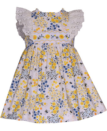 Платье без рукавов со сборками и принтом пчелы для маленьких девочек Bonnie Baby