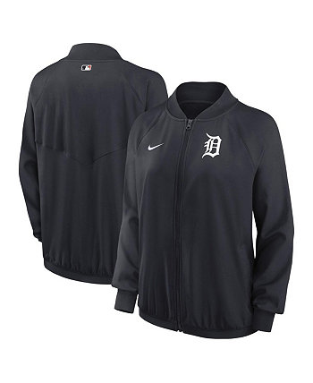 Женская темно-синяя куртка Detroit Tigers Authentic Collection Team Raglan Performance с молнией во всю длину Nike