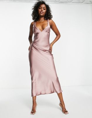 Розовое атласное платье-комбинация минимализма Blume Bridal Blume Bridal