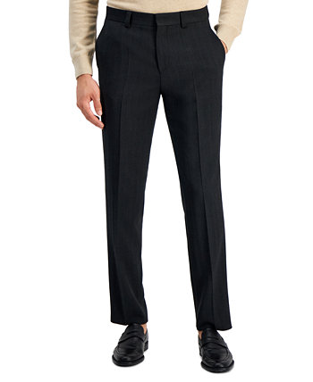 Мужские темно-серые костюмные брюки современного кроя с узором «в елочку» HUGO BOSS