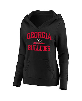Женский черный пуловер с капюшоном Georgia Bulldogs размера Heart & Soul с вырезом и вырезом Champion