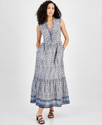 Women's Printed Cotton Sleeveless Midi Dress Tommy Hilfiger