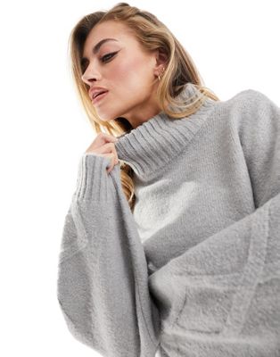 Серый вязаный свитер с рукавами NA-KD NAKD