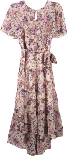 Floral Print High-Low Dress Zunie