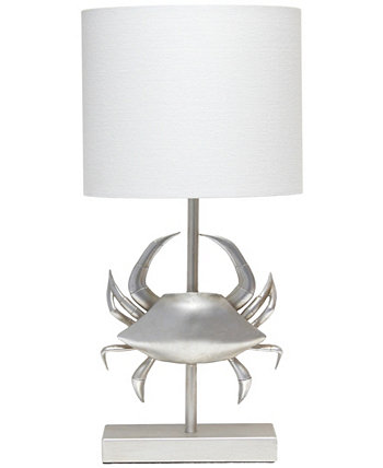 Shoreside 18.25" Tall Coastal White and Polyresin Pinching Crab Shaped Bedside Table Desk Lamp Simple Designs