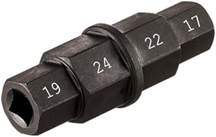 Hex Axle Wrench, 4 Metric Hex Sizes, 17mm, 19mm, 22mm, 24mm, Black, Heat-Treated Panovos