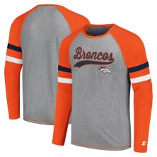Men's Starter Gray/Orange Denver Broncos Kickoff Raglan Long Sleeve T-Shirt Starter