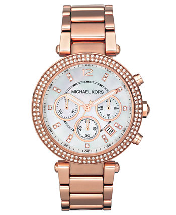 Женские часы Parker с хронографом из нержавеющей стали с браслетом розового золота, 39 мм MK5491 Michael Kors