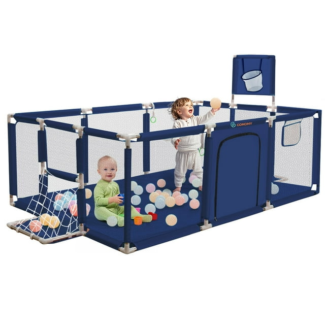 Baby Playpen,71x48inch Large Play Yard for Babies Toddlers, Sturdy Safety Baby Play Area Center Twins, Blue Similic