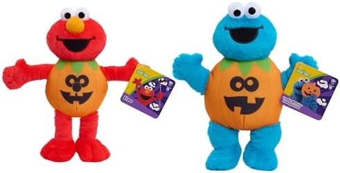 Just Play Sesame Street Elmo & Cookie Monster Small Halloween Plush 2-Pack, Sustainable Stuffed Animal, Soft Plushie, Kids Toys for Ages 18 Month Just Play