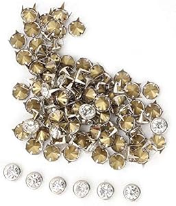 GLOGLOW 100Pcs Rhinestone Nailhead Studs, 10mm 4-Claw Crystal Claw Rivets for DIY Leather Clothing Bag Shoes Belts Gloglow