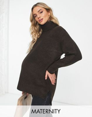 New Look Maternity turtle neck sweater in brown New Look Maternity