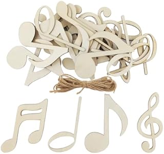 28 Pack 4 Inch Wood Musical Notes Crafts Unfinished Wood Musical Notes Cutouts Wooden Musical Notes Hanging Ornaments DIY Musical Notes Craft Gift Tags for Home Party Decoration Craft Project Xonzmmk