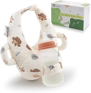 vocheer Baby Bottle Holder Hands Free, Self Feeding Infant Bottle Propper, Twin Baby Essentials, Portable Support Pillow for Newborns,Cotton, Brown Bear Vocheer