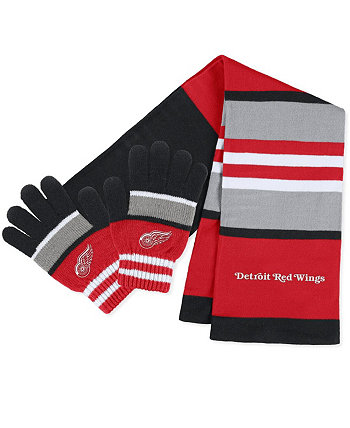 Женский комплект из перчаток и шарфа в полоску Detroit Red Wings WEAR by Erin Andrews
