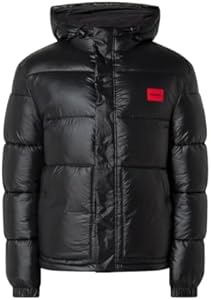 BOSS Men's Black Baro Quilted Puffer Hooded Coat Jacket Boss