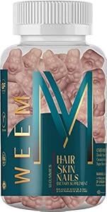 WEEM Hair Skin and Nails Gummies (Жевательные конфеты) - Supports Healthy Hair - Vegan biotin Vitamins for Women & Men Supports Faster Hair Growth, Stronger Nails, Healthy Skin, Extra Strength (1) WEEM