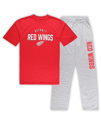 Мужской комплект из футболки и брюк для отдыха Detroit Red Wings Red, Heather Grey Big and Tall Profile