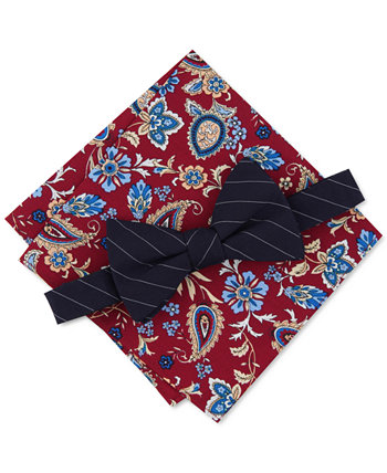 Men's Elroy Stripe Bow Tie & Pocket Square Set, Created for Macy's Bar III