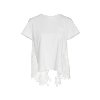 Mixed-Media Embroidered-Lace Top Sacai