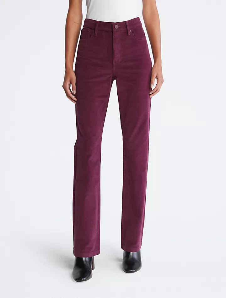 Узкие вельветовые брюки с высокой посадкой и вырезом Bootcut Calvin Klein