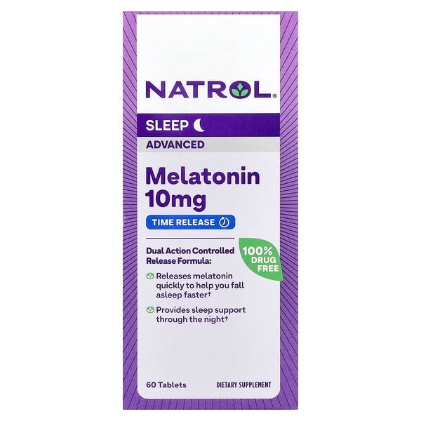 Мелатонин, Улучшенный Сон, Время Высвобождения, 10 мг, 60 таблеток - Natrol Natrol
