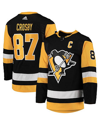 Мужская черная мужская футболка Pittsburgh Penguins Sidney Crosby Home с нашивкой капитана Authentic Pro Player Adidas