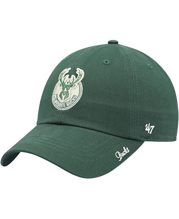 Женская регулируемая кепка с логотипом Hunter Green Milwaukee Bucks Miata Clean Up '47 Brand
