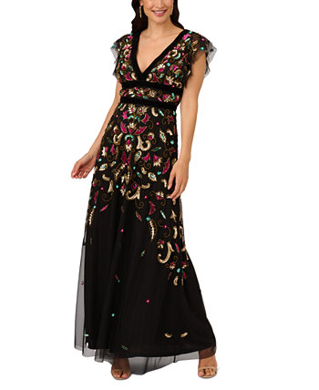 Женское платье с бархатной отделкой, расшитое бисером Adrianna Papell