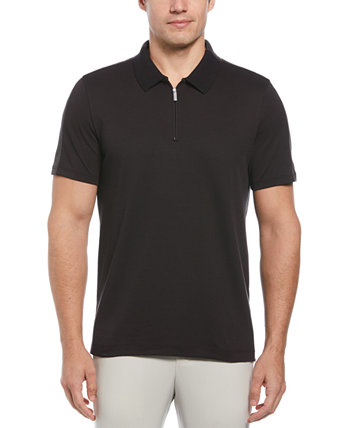 Мужская рубашка-поло с молнией 1/4 классического кроя, эластичная рубашка с разрезом и цветными блоками Perry Ellis