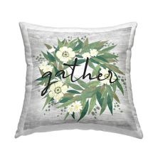 Stupell Home Decor Gather Calligraphy Rustic Flower Wreath Throw Pillow Stupell Home Decor