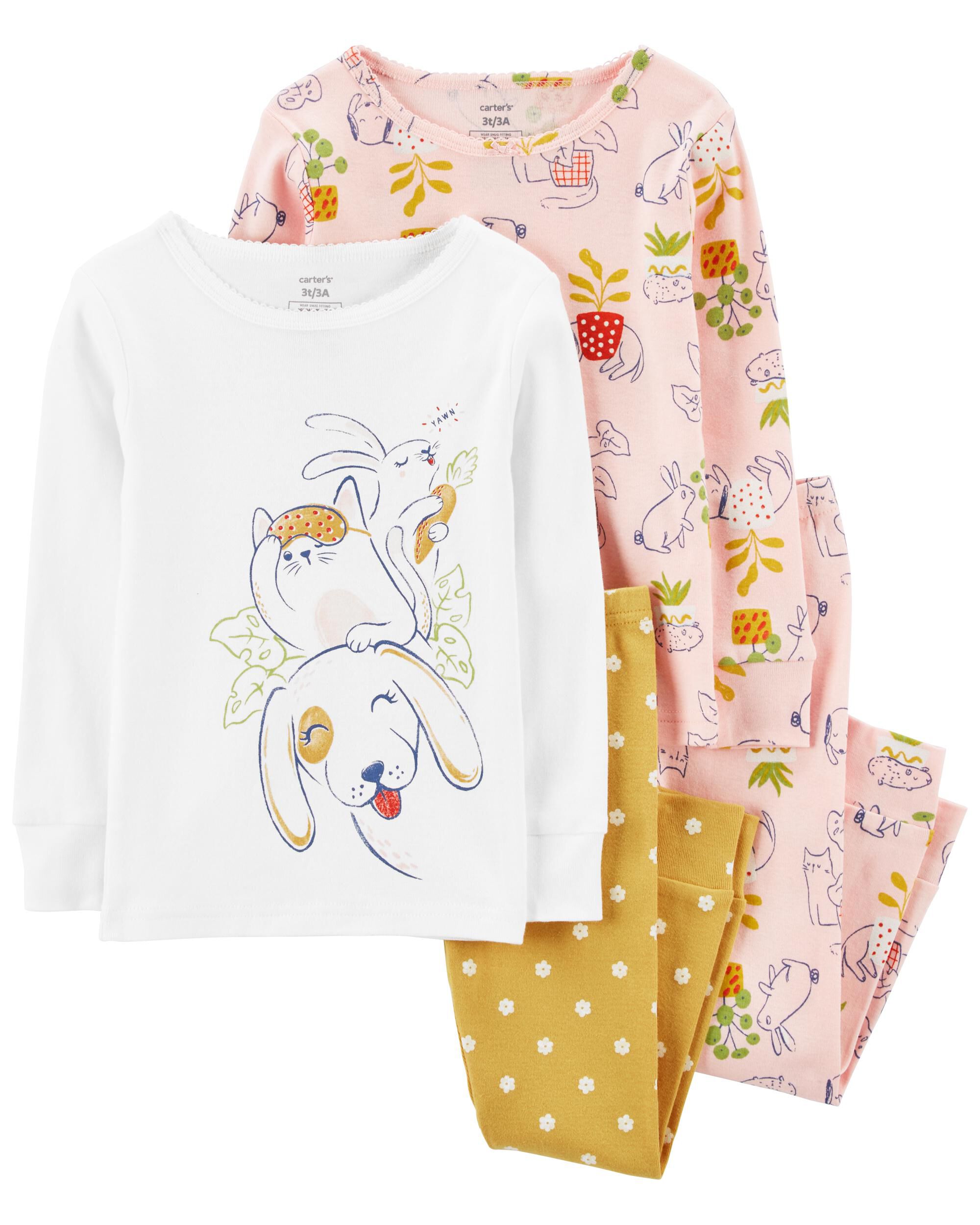 Детские пижамы из 4 предметов из 100% плотного хлопка с домашними животными Carter's