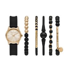 Skechers® Women's Gold Tone & Black Watch and Bracelets Set SKECHERS