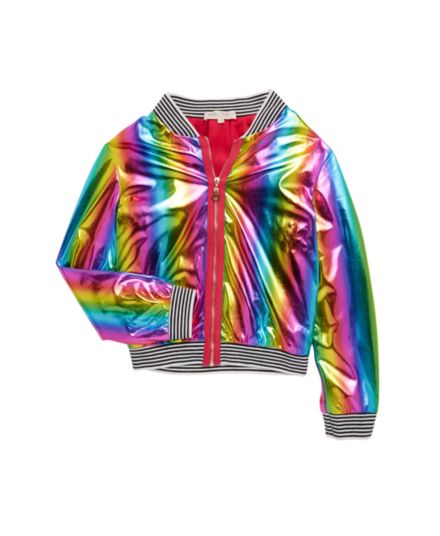 Куртка-бомбер цвета радуги металлик для маленькой девочки Baby Sara