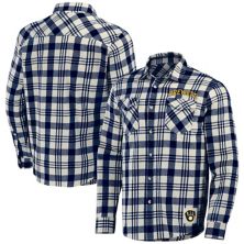 Men's Darius Rucker Collection by Fanatics Navy Milwaukee Brewers Plaid Flannel Button-Up Shirt Darius Rucker Collection by Fanatics