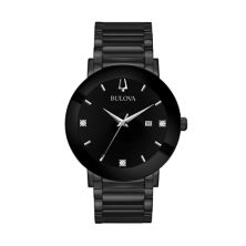 Мужские часы Bulova Modern Diamond Black с ионным покрытием из нержавеющей стали - 98D144 - 98D144K Bulova