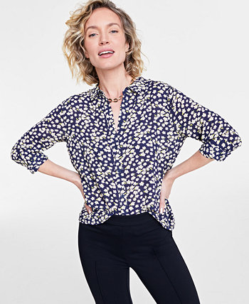 Women's Button-Front Crepe Shirt, Created for Macy's On 34th
