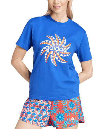 Женская хлопковая футболка с логотипом FARM Rio Adidas