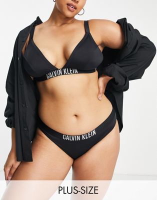 Черные плавки бикини с логотипом Calvin Klein Curve Calvin Klein