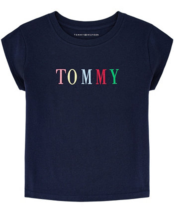 Свободная футболка с короткими рукавами и вышивкой для больших девочек Tommy Hilfiger