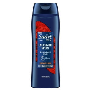 Suave Men Body & Face Wash, Energizing Sport, Bergamot & Wood, 18 oz Suave