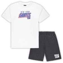 Men's Concepts Sport White/Charcoal New York Giants Big & Tall T-Shirt and Shorts Set Unbranded